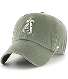 47 Brand MLB Moss Green Primary Logo Clean Up Adjustable Strap Baseball Cap Hat, Adult One Size Fits All - Los Angeles Angels Moss Green