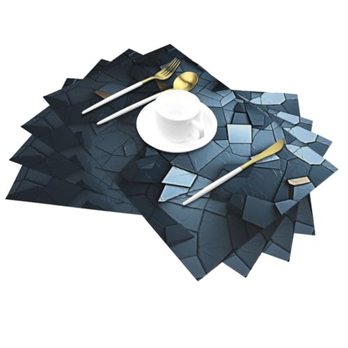 Sets de table haut de gamme gris mosaïque PVC protecteurs design - 4