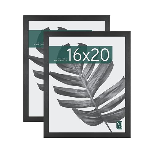 MCS Studio Gallery 16x20 Poster Frame Black Woodgrain, Vertical & Horizontal Wall Hanging Large Picture Frame for Photos, Posters & Art Prints (2-Pack)