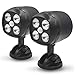 YULAMP LED Motion Sensor Spotlights, Wireless Battery-Operated Outdoor Wall Light 600 Lumen 4 LED Wireless Security Lights Waterproof for Patio, Garden, Garage, Path (2 Pack)