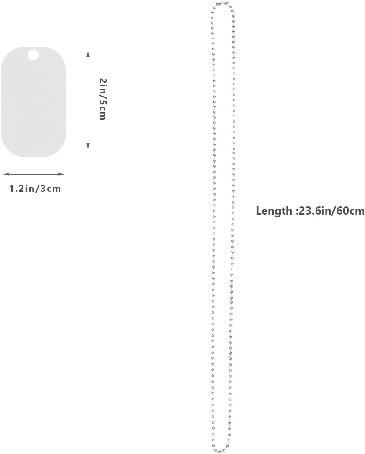 15pcs Blank Dog Tag Chain - Ball Chain for Keyring - Military Dog Tag Bead Necklaces with Connectors - for DIY Accessories and Jewelry Making