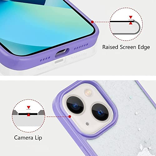 Image of MIDOS Silicone Back Cover Compatable With iPhone 13 Glitter Case For Girls Star Bling Cute Sparkly Transparent Glitter Case For iPhone 13 (Purple)