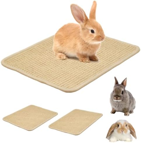 2 alfombrillas rascadoras para conejos, sisal natural para animales pequeños, jaula de conejo natural, sisal, alfombrilla rascadora, alfombra de sisal para conejos, hámsters, gatos (30 x 40 cm)