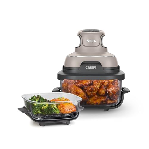 Comparison: Glass Air Fryer 11 Ninja Crispi Air Fryer, Microwave, Freezer & Dishwasher Safe, Non Toxic Glass Portable Cooking System, 4 QT & 6 Cup Glass Containers with Storage Lids, Easy Meals, Air Fry, Bake, Stone, FN101ST