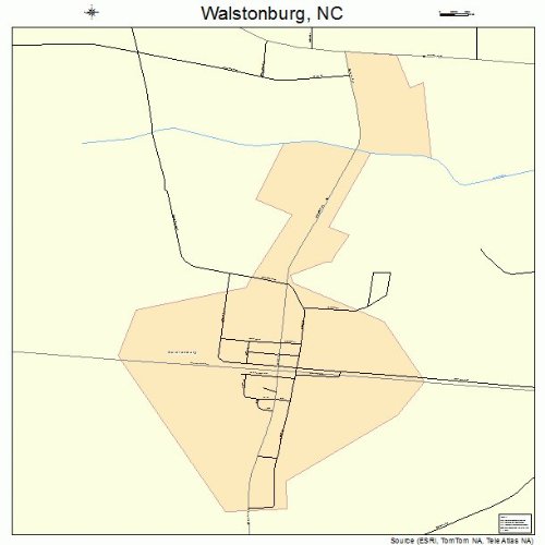 Large Street & Road Map of Walstonburg, North Carolina NC Printed poster size wall atlas of