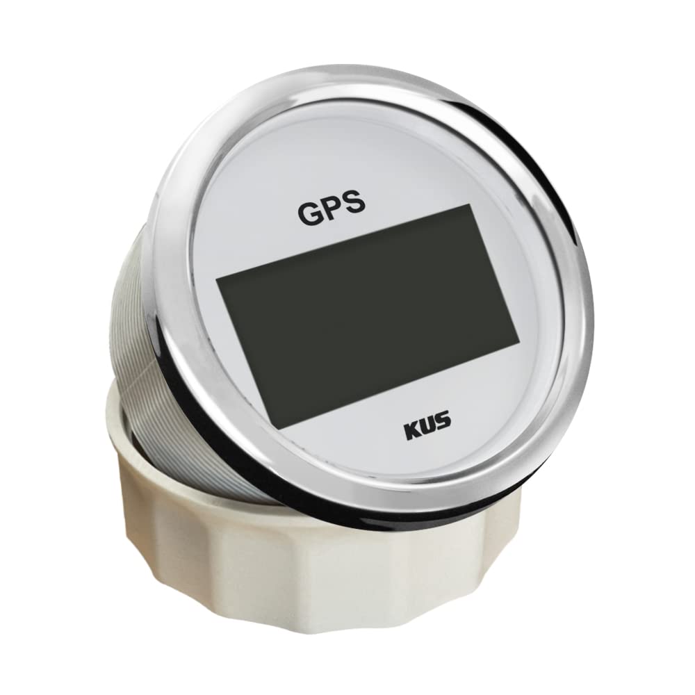 KUS Impermeabile Tachimetro GPS Digitale Con Retroilluminazione Per Barca Barca Yacht 85mm 9-32V (Bianco)