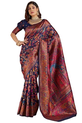 Image of SGF11 Women's Kanjivaram Pure Soft Silk Saree With Unstitched Blouse Piece