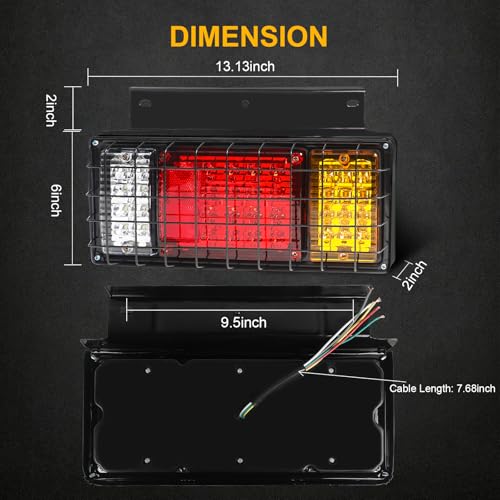 Image of 2PCS 40 LED Trailer Tail Lights Bar Kit with Iron Net Protection, Super Bright Waterproof Brake Turn Signal Reverse Lights, Compatible with Isuzu NPR NQR Truck W Series for Trucks RVs