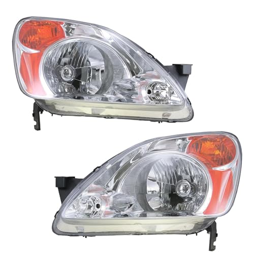 Image of TRQ 2 Piece Headlight Assembly Set Driver & Passenger Side Compatible with 2002-2004 Honda CR-V HO2518104 HO2519104