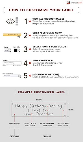 Wunderlabel Personalized Custom Customized Text Sew On Woven Damask Label Four Corner Holes Clothing Tags Ribbons Sewing Handmade Fashion Garment Arts Craft, 200 Labels - Thumbnail 3