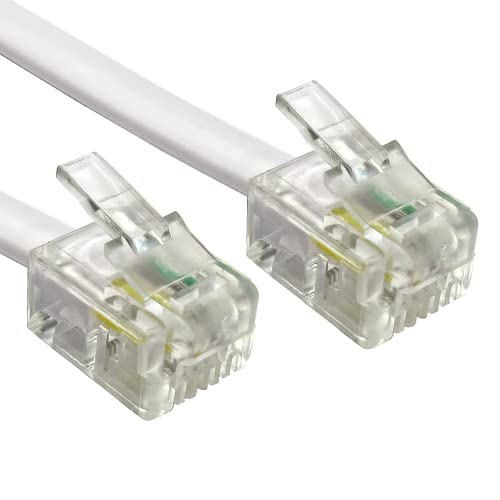 Oli Go Networks RJ11 Modem Cable High Speed Internet Broadband - White, 5m | Premium ADSL/Fibre Broadband Cable | Router or Modem to RJ11 Phone Socket or Microfilter | Telephone Extension Wire