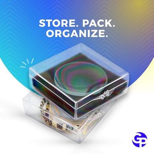 Image of 20-Pack Clear Hard Plastic Hinged Lid Storage Containers 2.56 inchL x 2.56 inchW x 0.75 inchH each, Made in USA, Small Acrylic Boxes for Display and Collectibles, by Gary Plastic Packaging