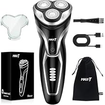 MAX-T Electric Razor for Men, 4D Rotary Shaver Razor for Men, Rechargeable Wet & Dry Shaver with Pop-Up Trimmer, IPX7 Waterproof, Type-C, Plug & Play