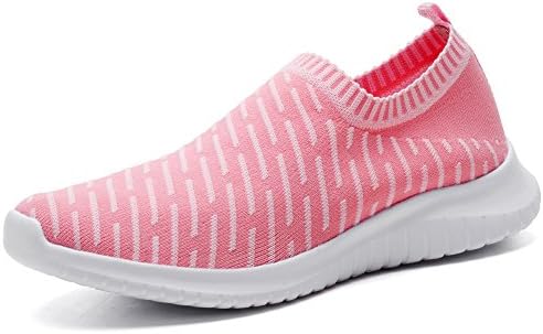 konhill Women's Breathable Walking Shoes Tennis Casual Athletic Sneakers, Pink, 42