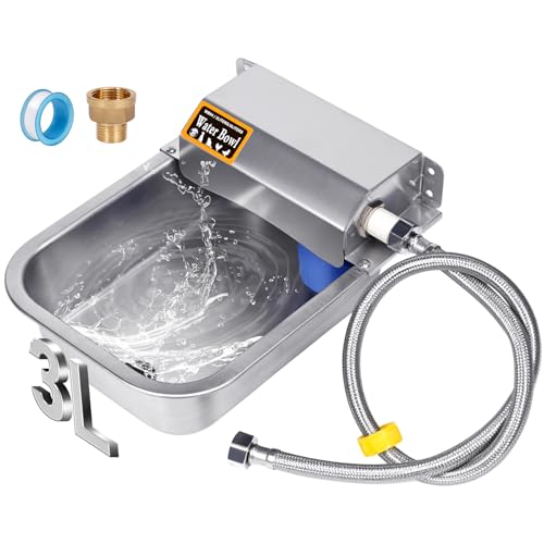Bebedero Automático para Perros, Abrevadero de Acero Inoxidable de 3L con Tapón de Desagüe para Mascotas, Bebedero de Relleno Automático para Perros, Gatos Grandes, Pollos, Ganado (3L)