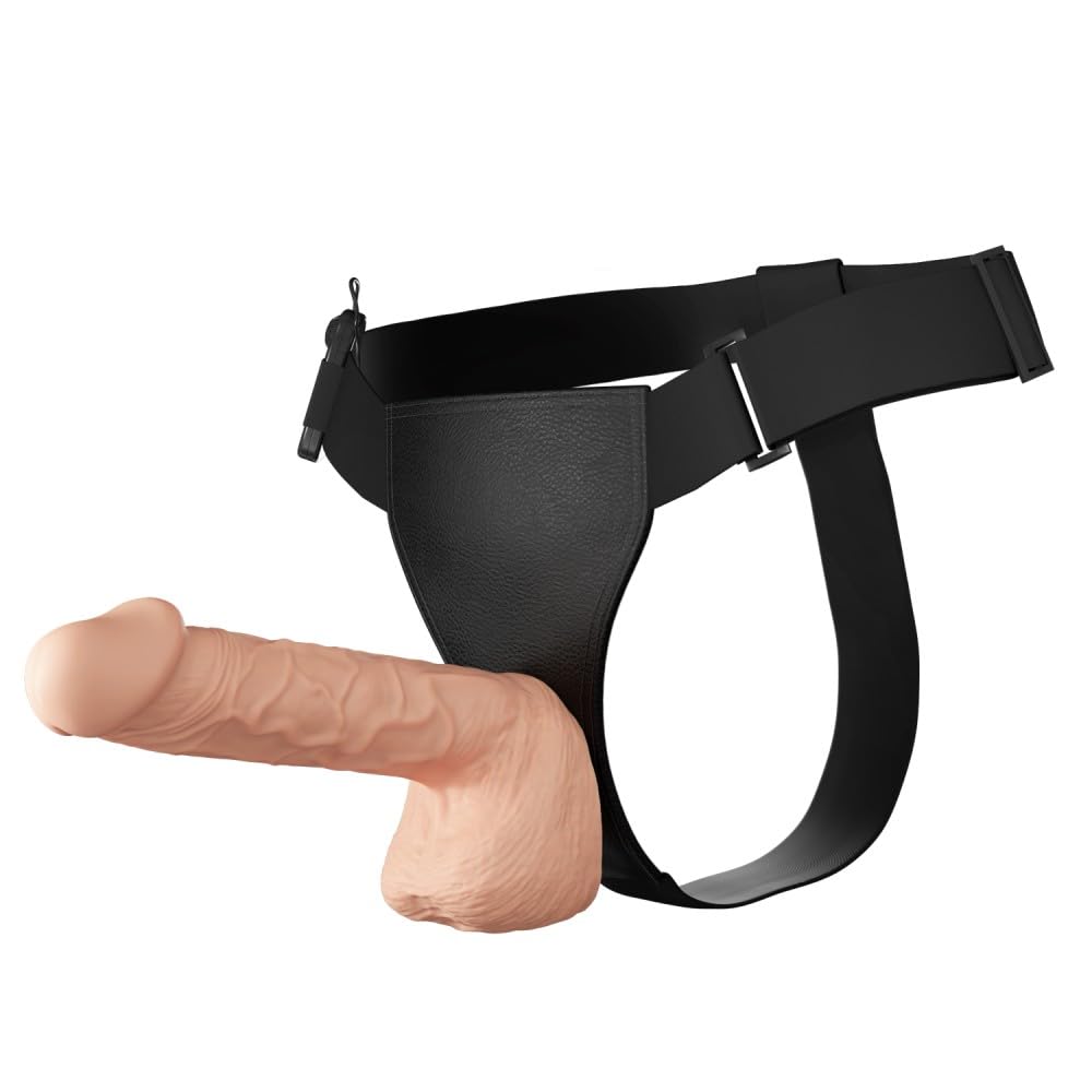 Strap on per donne con GRANDE dildo indossabile VIBRANTE, Vibratore Strapon con cintura per lesbica e grosso pene. Sex Toys accessorio sessuale per lesbiche.