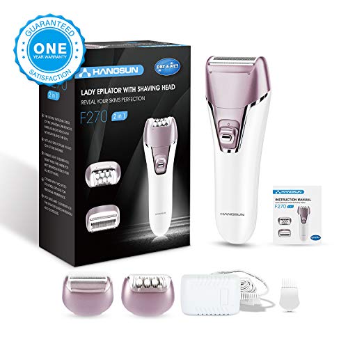 Hangsun Epilator for Women F270 Wet and Dry Hair Removal Kit, 2 in 1 Cordless Lady Shaver Rechargeable Epilator for Women Skin Care