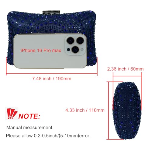 Image of Crystal Box Clutch Rhinestone Handbags For Women Party Purse Wedding Evening Bag