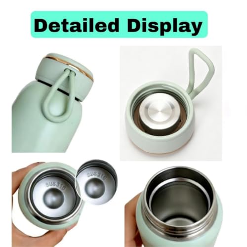 Mini Termo Botella de Agua 10 oz, Botella Térmica Aislada de Acero Inoxidable, Tapa Antiderrame, Libre de BPA, para Bebidas Frías y Calientes (Verde) miniatura 7