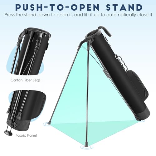 Findway Golf Bag, Golf Stand Tragetasche mit Riemen, Leichter Einfach zu tragen und haltbare Pitch n Putt Golftasche für die Driving Range, Par 3 und Executive Plätze, 80 cm Hoch (PBK)