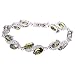 EleQueen Women's Silver-tone Full Cubic Zirconia Marquise Leaf Roman Tennis Bracelet Sapphire Color