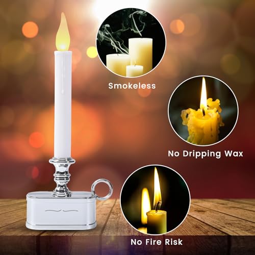 Image of Window Candles Battery Operated with Timer 8 Hours on and 16 Hours Off Led Warm White with Flicker Flame