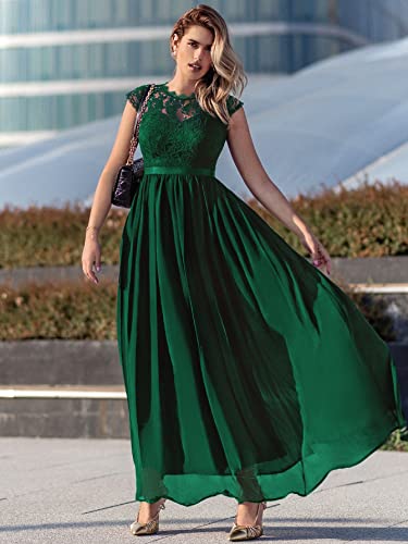 Miusol Women's Formal Floral Lace Evening Party Maxi Dress (X-Large, Dark Green) - Thumbnail 4