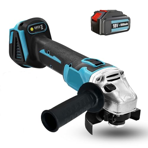 Akku-Winkelschleifer, Ersatz für Makita Bürstenlo Trennschleifer Scheibe 125mm Schleifen mit 5500mAh Akku und Ladegerät zum Entfernen von Farbe und Mörtel, zum Schleifen, Schneiden
