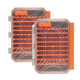 Aventik Bladed Jig Box Bearded Lures & Tackle Accessories Multiple Lure Organizer Case 8” x 6” x 1.6”(2, Lure Box Orange)