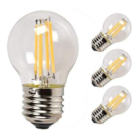 CTKcom 4W G45 G14 Dimmable Edison Style Antique LED Light Bulb(4 Pack)- LED Filament Bulb 40W Incandescent Equivalent 400LM 2700k Warm White Lamps for Home Pendant Antique Light Fixtures E26 120V Cover