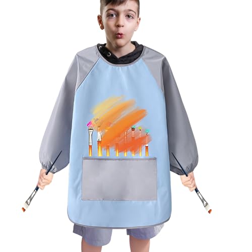 Delantal de pintura para niños, impermeable, respetuoso con la piel, ideal para pintar, cocinar, jardinería, preescolar, fiestas y actividades artísticas, delantales de calidad y fáciles de limpiar, C