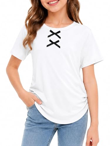 Image of Girls' Graphic Tees Summer Cute Tops Casual Short Sleeve Crew Neck T Shirts