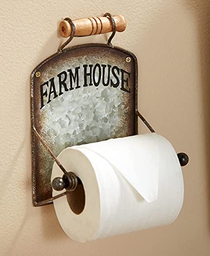 Farmhouse Toilet Paper Holder - Wall-Mounted with Distressed Metal