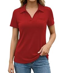 Red - Womens Buttonless Polo Shirt