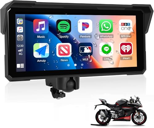 CAMECHO Motorcycle Carplay Screen & Android Auto for Motorbike,Carplay Moto,IP68 Waterproof 8.1'' Touch Screen for Moto,Wireless Motorcycle Carplay with Siri/G00gle Vioce GPS Navigation