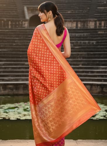 Image of Glory Sarees Women's Woven Pure Soft Kanjivaram Silk Saree Banarasi Style With Blouse Piece for Wedding