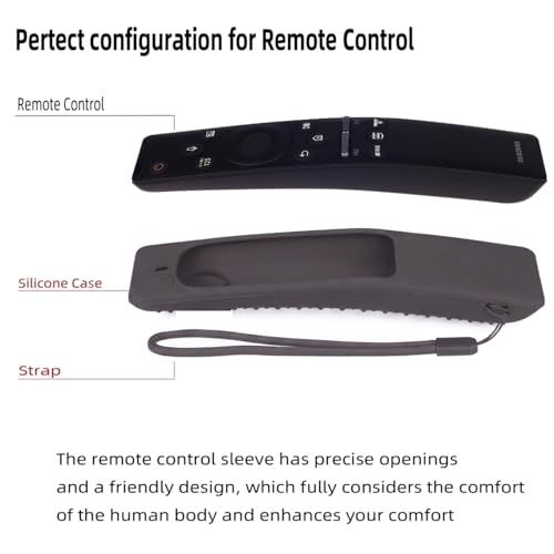 Image of Silicone Tv Remote Cover Compatible with Samsung Smart TV Remote BN59-01312A QLED 8K 4K Protective Cover with Loop - (Remote Control not Included) (Dark Grey - Style 9)