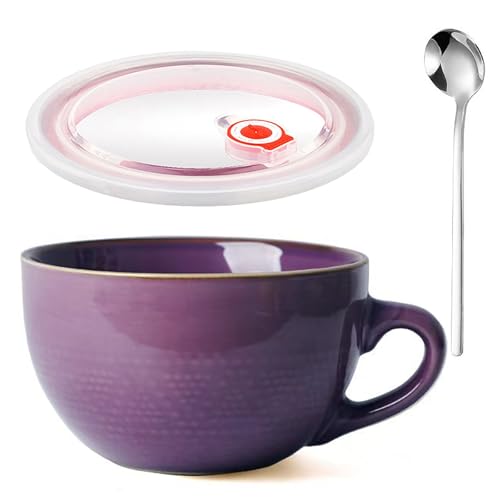 Grande Tasse à Café, 700ml Bol D'avoine, Grande Tasse à Thé, Bols de Salade, Réutilisable Bols à Café avec Anse, Bol à Soupe en éramique Avec...