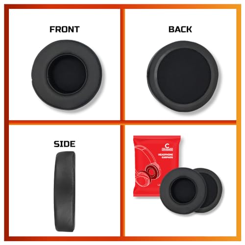 Image of CRYSENDO Headphone Cushion - 100mm Round Replacement Ear Cushions - Memory Foam & Protein Leather - Suitable for Many Other Large Over The Ear Headphones (Black)