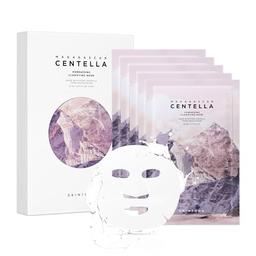 SKIN1004 Poremizing Clarifying Mask, Face Mask Skincare for Pore Elasticity, Pore Minimizer for face, Gentle Exfoliating Sheet Mask for Sebum & Impurities, Korean Skin Care, 0.84 fl oz / 23ml * 5ea