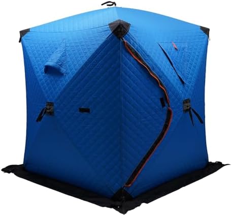 WANLECY Ice Fishing Shelter, Portable 1-2 Person Insulated Ice Fishing Shanty with Insulated Layer and Carrying Bag for Ice Fishing Winter Fishing (Camo)