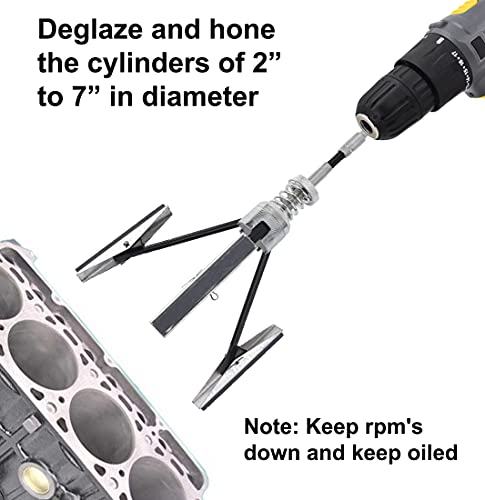 Eaduty L101001 Engine Cylinder Hone Tool 2 Inch-7 Inch Diameter Adjustable Deglazer With 3-Piece 4 Inch Long Stones 220 Grit thumb #1