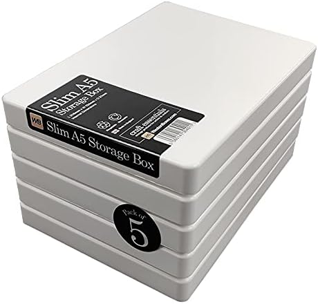 WestonBoxes A5 Slim Plastic Presentation Boxes with Lids for A5 Paper and Cardmaking Supplies (Pack of 5, Clear (Transparent))