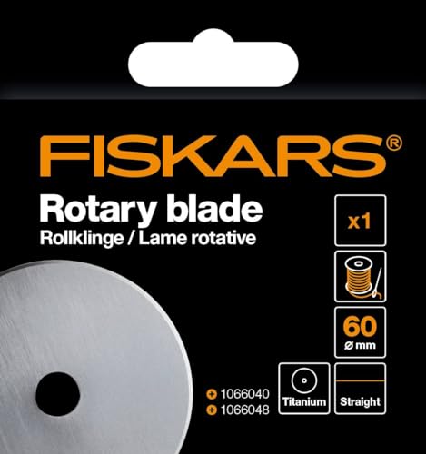 Fiskars Original Replacement Blade, Titanium Rotary Blade for Straight Cuts, with Blade Holder, Ø 60 mm, Steel with Titanium Coating, 1066044, Grey