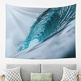 Material superior del tapiz Ocean Green Wave Surf de 80 x 60 pulgadas: este tapiz está hecho de tela de alta calidad, suave, duradera, agradable al tacto y ligero.