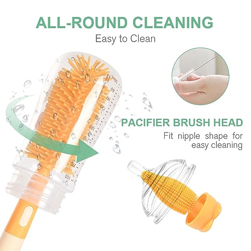 Vicloon Baby Bottle Brush, 2 in 1 Bottle and Teat Cleaning Brush - Image 3