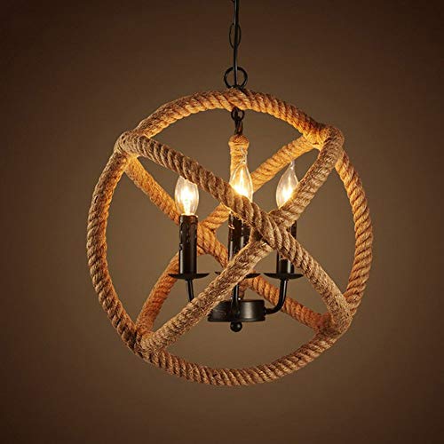 Lustre industriel corde de chanvre 35cm pour créer une ambiance bistrot rétro dans votre bar