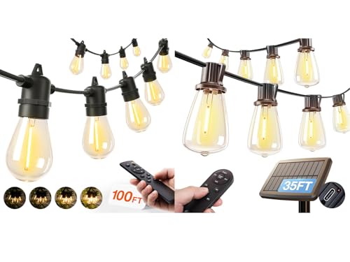 addlon 35FT Solar String Lights Outdoor, Waterproof Solar Powered