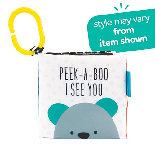 Image of Sassy Peek-a-Boo Activity Book with Attachable Link for On-The-Go Travel, Sensory Play, Black & White, Ages 0+ Months