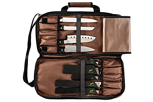 Everpride Chef Knife Bag Holds 20 Knives Plus Large Zippered Compartment For Kitchen Tools – Durable, Large Knife Bag For Chefs – Knives Not Included #TOP4